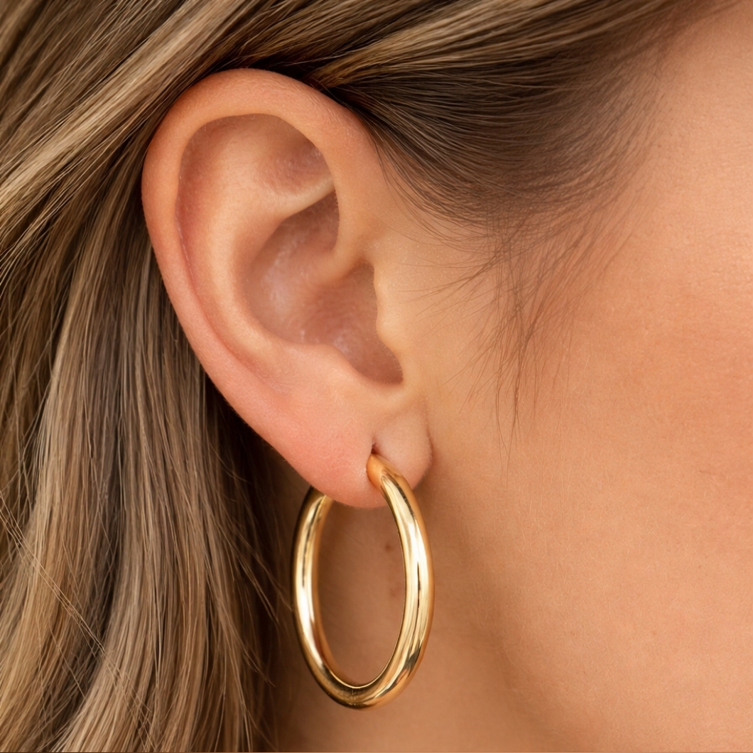 Chunky 14k Gold Large Hoop Earrings